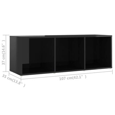 vidaXL 2 db magasfényű fekete forgácslap TV-szekrény 107 x 35 x 37 cm