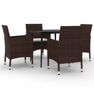 vidaXL 5 r&eacute;szes polyrattan &eacute;s &uuml;veg kerti &eacute;tkezőgarnit&uacute;ra p&aacute;rn&aacute;kkal