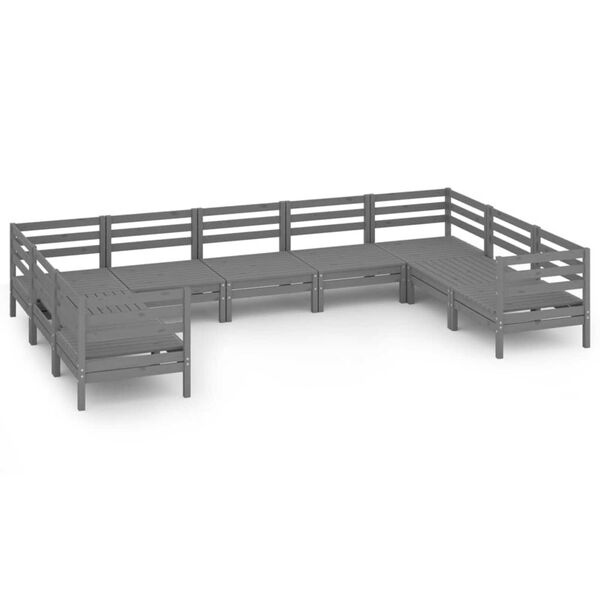 vidaXL 9 r&eacute;szes sz&uuml;rke t&ouml;m&ouml;r fenyőfa kerti &uuml;lőgarnit&uacute;ra