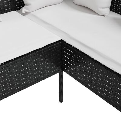 vidaXL fekete polyrattan L-alakú kanapé párnákkal