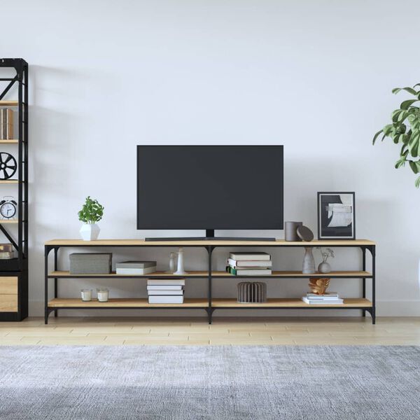 vidaXL sonoma t&ouml;lgysz&iacute;nű szerelt fa &eacute;s f&eacute;m TV-szekr&eacute;ny 200x30x50 cm