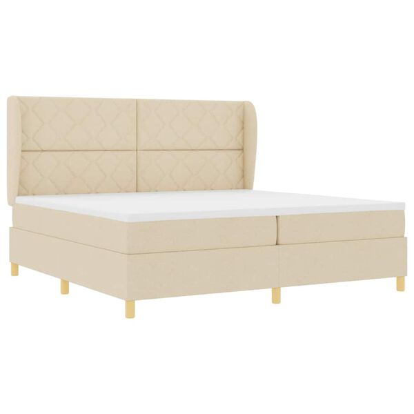 vidaXL Boxspring &aacute;gy matraccal S&ouml;t&eacute;tsz&uuml;rke 90x190 cm Sz&ouml;vet Kr&eacute;m