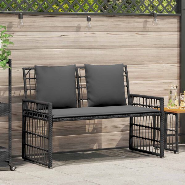 vidaXL Kerti pad Egysz&iacute;nű Fekete &eacute;s S&ouml;t&eacute;tsz&uuml;rke 116 x 55 x 82 cm