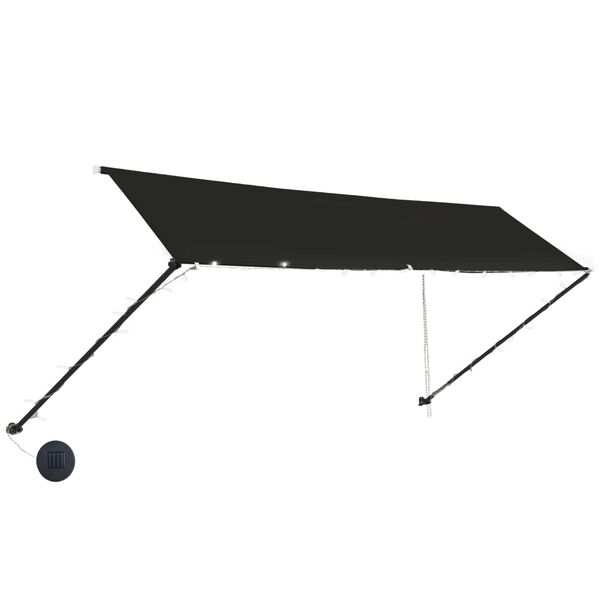 vidaXL feltekerhető antracitsz&uuml;rke napellenző LED-del 400 x 150 cm