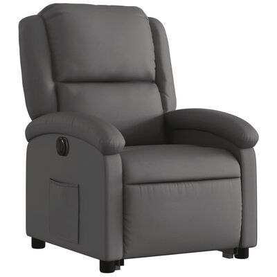 vidaXL szürke valódi bőr felállást segítő elektromos dönthető fotel