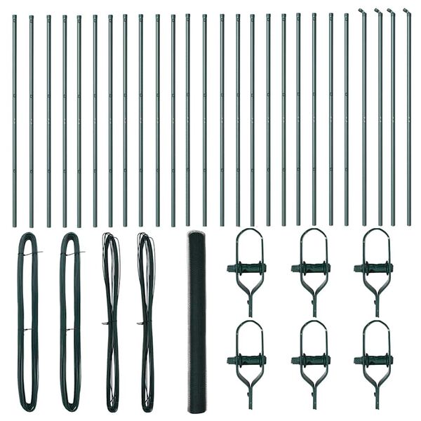 vidaXL Kerítésoszlop Zöld 50 x 1,6 m (25 mm háló) Acél és PVC