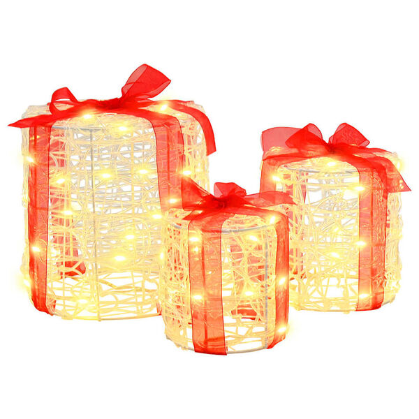 vidaXL Aj&aacute;nd&eacute;kt&aacute;ska D&iacute;sz&iacute;t&eacute;s 3 pcs Meleg feh&eacute;r 20 x 20 x 21 cm Akril