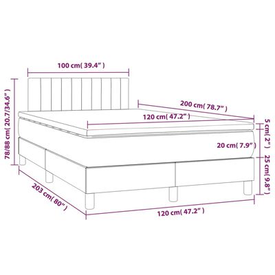 vidaXL sötétbarna szövet rugós ágy matraccal 120 x 200 cm