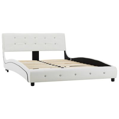 vidaXL fehér műbőr ágy memóriahabos matraccal 120 x 200 cm
