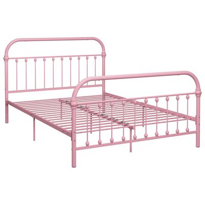 vidaXL rózsaszín fém ágykeret 160 x 200 cm