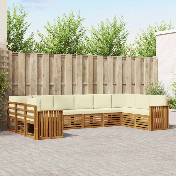 vidaXL Szegment&aacute;lt kanap&eacute; szett 10 pcs Term&eacute;szetes &eacute;s kr&eacute;msz&iacute;nű