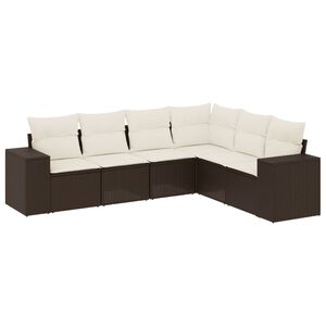 vidaXL 6 r&eacute;szes barna polyrattan kerti &uuml;lőgarnit&uacute;ra p&aacute;rn&aacute;val