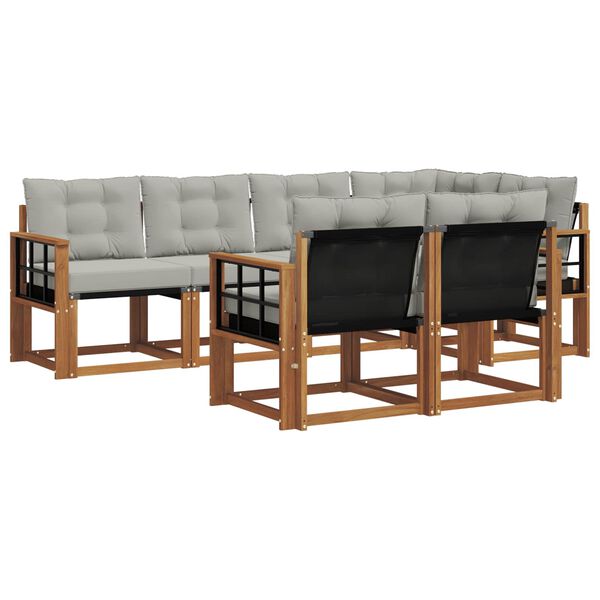 vidaXL K&uuml;lt&eacute;ri kanap&eacute; szett 7 pcs Term&eacute;szetes &eacute;s Vil&aacute;gossz&uuml;rke