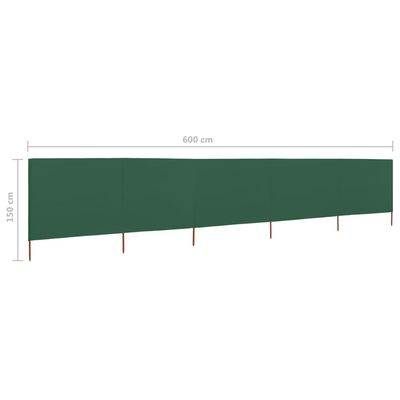 vidaXL zöld 5 paneles szövet szélfogó 600 x 120 cm