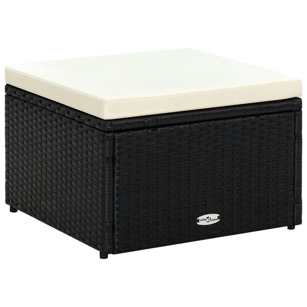 vidaXL Fekete polyrattan ottom&aacute;n zs&aacute;moly 53x53x30