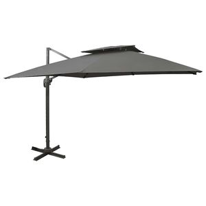 vidaXL antracitsz&uuml;rke dupla tetejű konzolos napernyő 300 x 300 cm