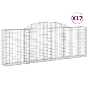 vidaXL 17 db &iacute;ves horganyzott vas gabion kos&aacute;r 300 x 30 x 100/120 cm