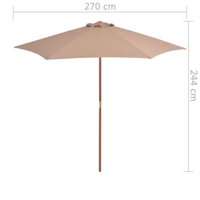 vidaXL tópszínű kültéri napernyő farúddal 270 cm
