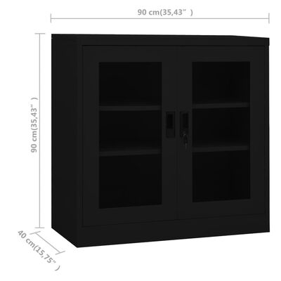 vidaXL fekete acél irodai szekrény 90 x 40 x 90 cm