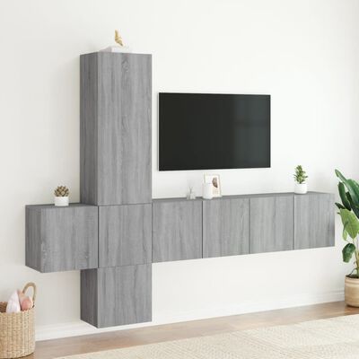 vidaXL 5 darab szürke sonoma színű szerelt fa fali TV-bútor