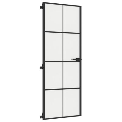 vidaXL fekete edzett üveg és alumínium vékony beltéri ajtó 76x201,5 cm