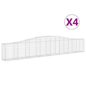 vidaXL 4 db &iacute;ves horganyzott vas gabion kos&aacute;r 400x30x60/80 cm