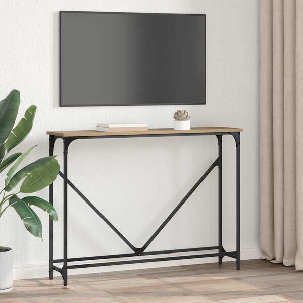 vidaXL Konzolasztal Artisan t&ouml;lgy 102 x 23 x 75 cm Faanyag