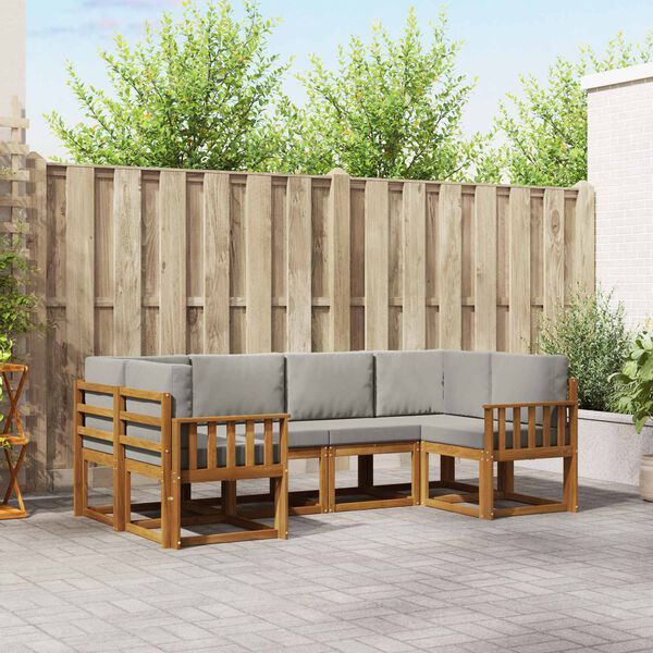 vidaXL K&uuml;lt&eacute;ri kanap&eacute; szett 6 pcs Term&eacute;szetes &eacute;s Vil&aacute;gossz&uuml;rke