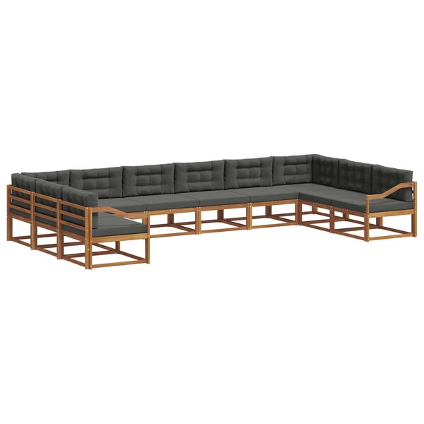 vidaXL K&uuml;lt&eacute;ri kanap&eacute; szett p&aacute;rn&aacute;val 10 pcs Term&eacute;szetes &eacute;s antracit