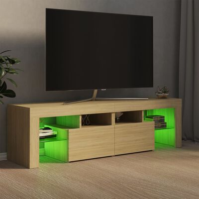 vidaXL sonoma-tölgy színű TV-szekrény LED-lámpákkal 140 x 36,5 x 40 cm