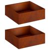 vidaXL Kerti cser&eacute;p 2 db Rozsd&aacute;s 40 x 40 x 20 cm Időj&aacute;r&aacute;s&aacute;ll&oacute; Ac&eacute;l