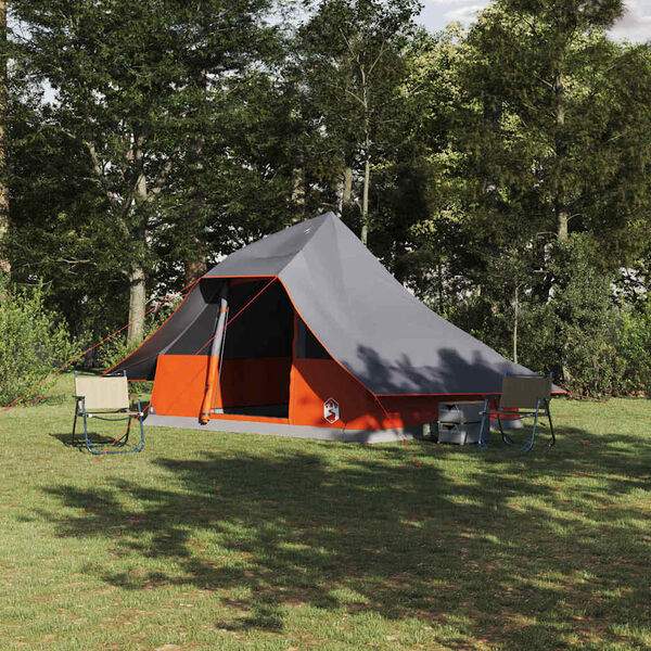 vidaXL Tipi sátor tetővel Szürke és narancs 364 x 281 x 257 cm taft