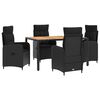 vidaXL K&uuml;lt&eacute;ri &eacute;tkező szett 5 db Fekete PE rattan &eacute;s porbevonatos ac&eacute;l