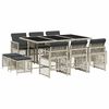 vidaXL 11 r&eacute;szes vil&aacute;gossz&uuml;rke polyrattan kerti &uuml;lőgarnit&uacute;ra p&aacute;rn&aacute;kkal