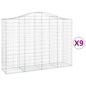 vidaXL 9 db &iacute;ves horganyzott vas gabion kos&aacute;r 200x50x140/160 cm