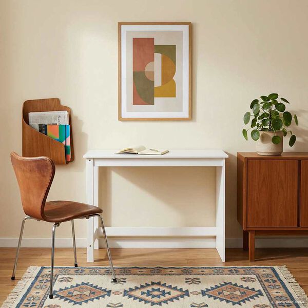 vidaXL Asztal Feh&eacute;r 112 x 50 x 75 cm T&ouml;m&ouml;r fenyőfa