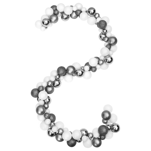 vidaXL fehér és szürke polisztirol karácsonyfagömb-füzér 175 cm