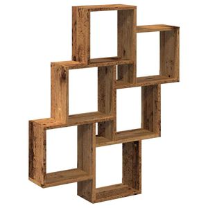 vidaXL antik fa sz&iacute;nű szerelt fa fali kockapolc 78 x 15 x 93 cm
