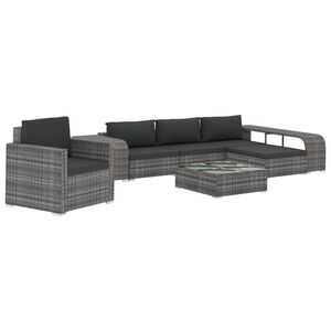 vidaXL 8 r&eacute;szes sz&uuml;rke polyrattan kerti b&uacute;torszett p&aacute;rn&aacute;kkal