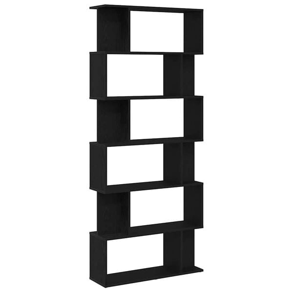 vidaXL fekete t&ouml;lgy szerelt fa k&ouml;nyvespolc 80x24x190,5 cm
