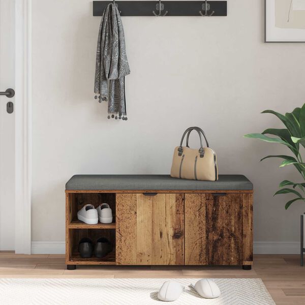 vidaXL Előt&eacute;r pad &Ouml;reg fa 100 x 38 x 46 cm Műanyag Fa &eacute;s Sz&ouml;vet