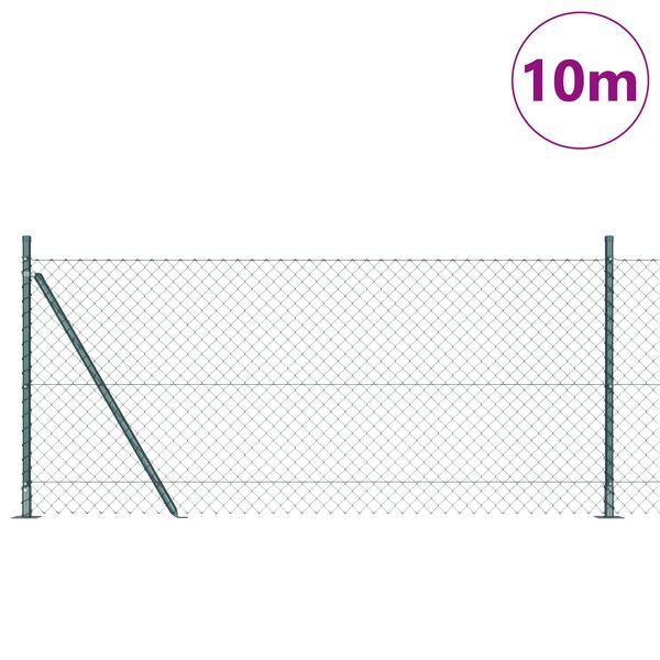 vidaXL Ker&iacute;t&eacute;soszlop Z&ouml;ld 10 x 1 m (40 x 40 mm r&aacute;cs) Ac&eacute;l &eacute;s PVC