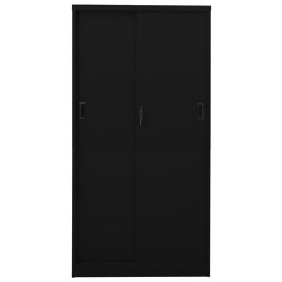 vidaXL fekete acél tolóajtós irodai szekrény 90 x 40 x 180 cm