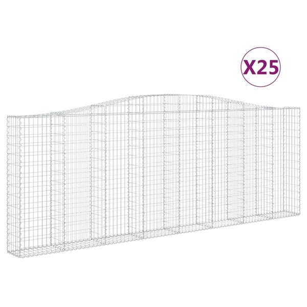 vidaXL 25 db &iacute;ves horganyzott vas gabion kos&aacute;r 400x30x140/160 cm