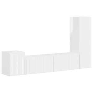 vidaXL TV szekr&eacute;ny garnit&uacute;ra 4 pcs Magas F&eacute;nyű Feh&eacute;r Faanyag