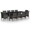 vidaXL 11 r&eacute;szes sz&uuml;rke polyrattan kerti &eacute;tkezőgarnit&uacute;ra