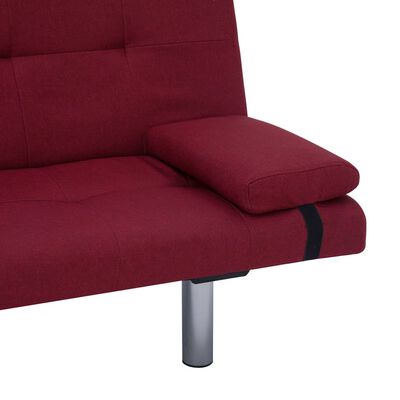282191 vidaXL Sofa Bed with Two Pillows Wine Red Polyester