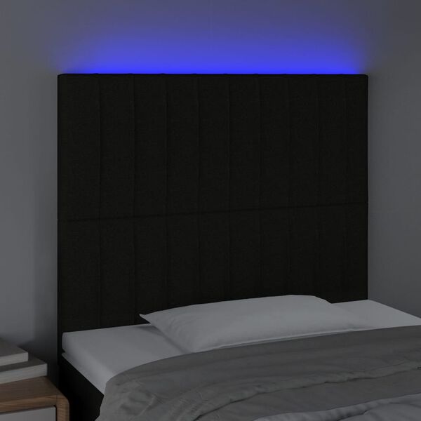 vidaXL fekete sz&ouml;vet LED-es fejt&aacute;mla 100x5x118/128 cm