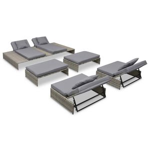 vidaXL 15 r&eacute;szes sz&uuml;rke k&uuml;lt&eacute;ri polyrattan pihenőszett