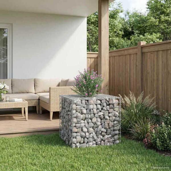 vidaXL Gabion emelt &aacute;gy Ez&uuml;st 60 x 60 x 55 cm Horganyzott ac&eacute;l
